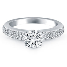 Load image into Gallery viewer, White Gold 14k Triple Row Pave Diamond Engagement Ring