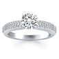 White Gold 14k Triple Row Pave Diamond Engagement Ring