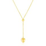 14k Yellow Gold Lariat Style Necklace with Heart