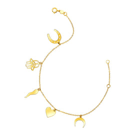 Yellow Gold 14k 7 inch Polished Women's Charms Bracelet