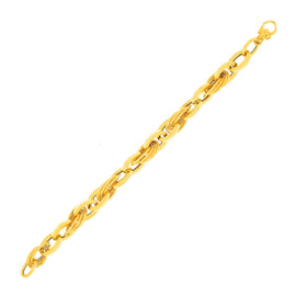 Yellow Gold 14k Textured Interlaced Women's Fancy Bracelet