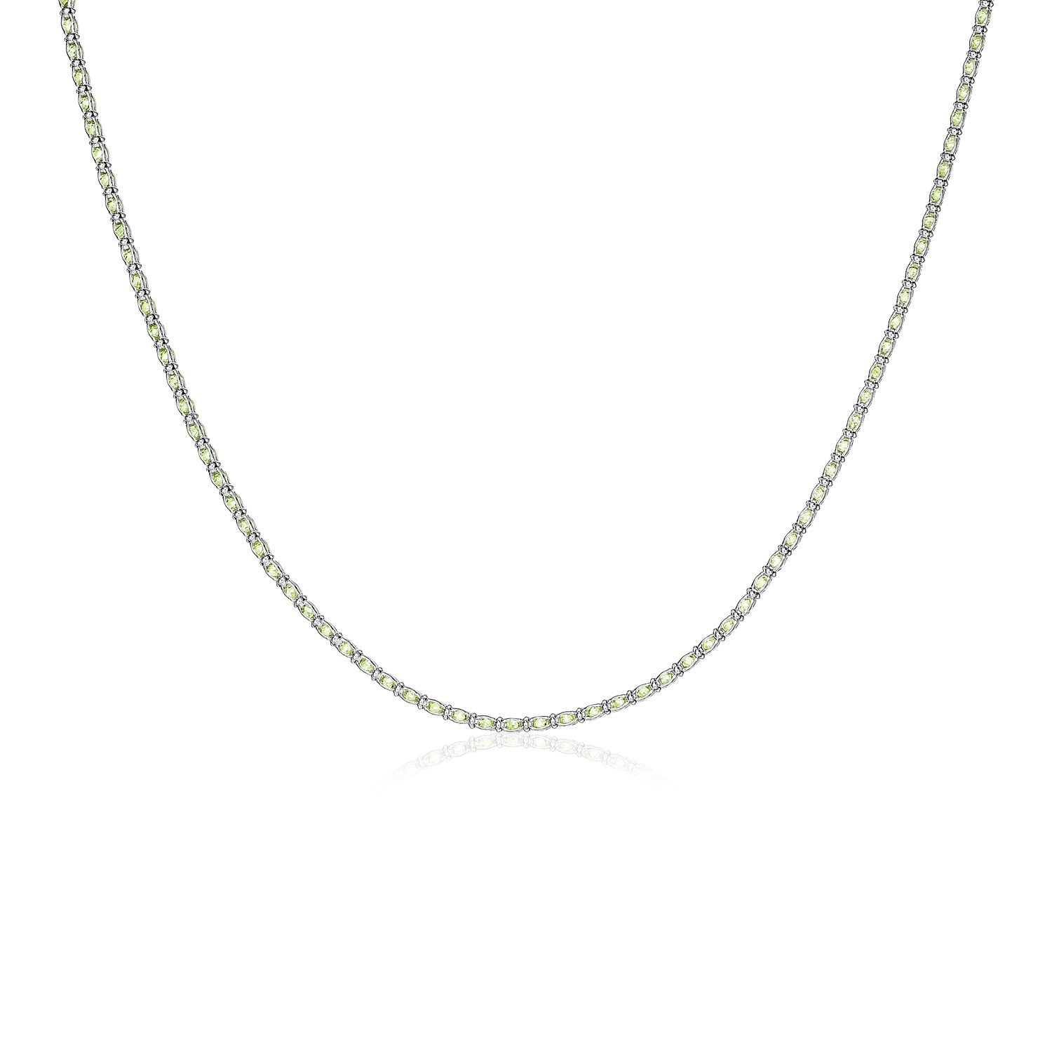 Sterling Silver 18 inch Pale Green Women's Cubic Zirconias Necklace
