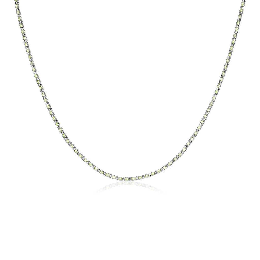 Sterling Silver 18 inch Pale Green Women's Cubic Zirconias Necklace