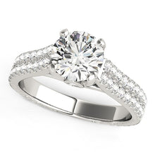 Load image into Gallery viewer, White Gold 14k Round Diamond with Pave Band Engagement Ring