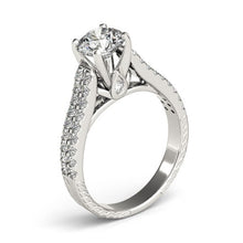 Load image into Gallery viewer, White Gold 14k Round Diamond with Pave Band Engagement Ring