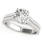 White Gold 14k Round Diamond with Pave Band Engagement Ring