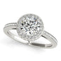 White Gold 14k Round Diamond Pave Set Halo Engagement Ring