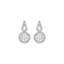Load image into Gallery viewer, Fancy Earrings with Circle and Teardrop Motif with Cubic Zirconia in Sterling Silver
