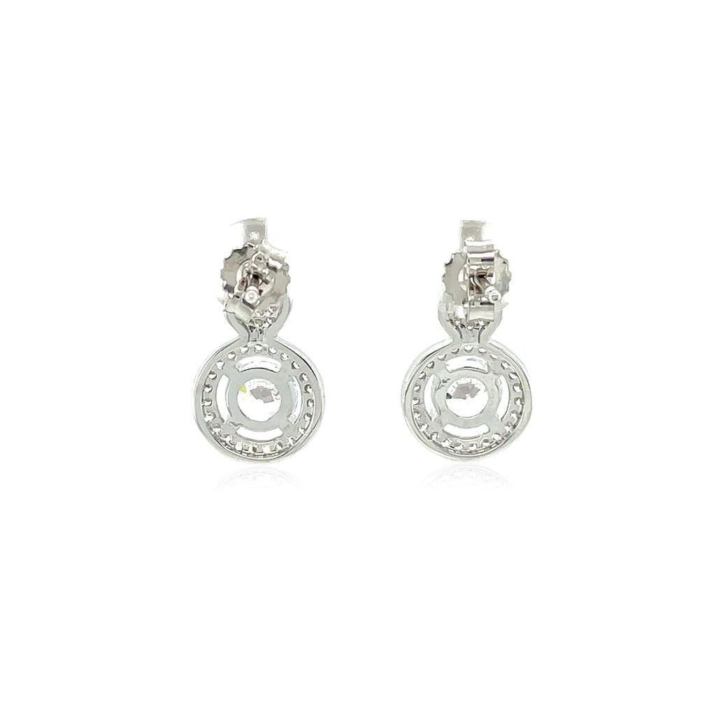 Fancy Earrings with Circle and Teardrop Motif with Cubic Zirconia in Sterling Silver