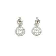 Load image into Gallery viewer, Fancy Earrings with Circle and Teardrop Motif with Cubic Zirconia in Sterling Silver