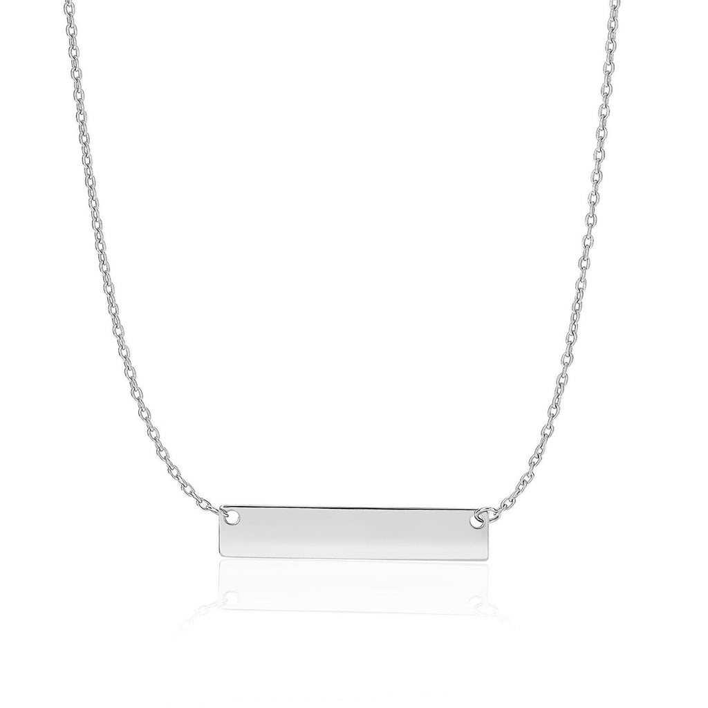 White Gold 14k Smooth Flat Horizontal Women's Bar Necklace