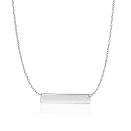 White Gold 14k Smooth Flat Horizontal Women's Bar Necklace