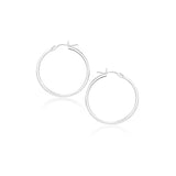 14k White Gold Polished Hoop Earrings (20 mm)