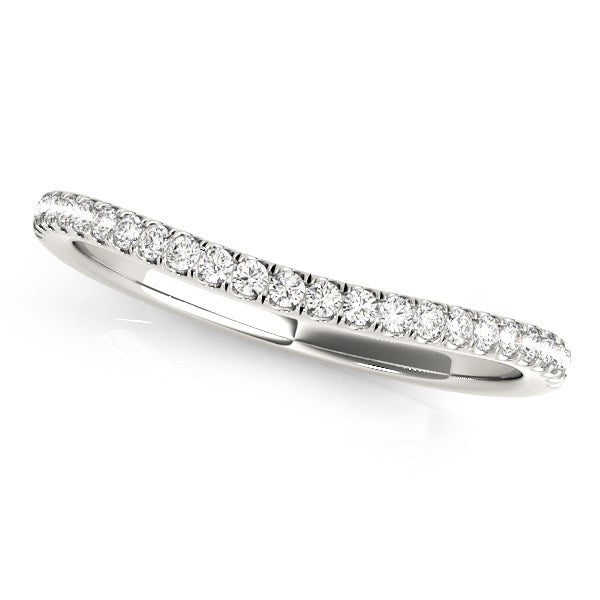 White Gold 14k Pave Setting Style Curved Diamond Wedding Ring