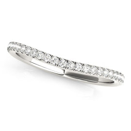 White Gold 14k Pave Setting Style Curved Diamond Wedding Ring