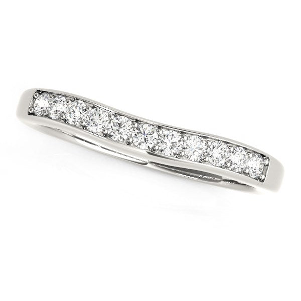 White Gold 14k Slight Curved Diamond Wedding Ring