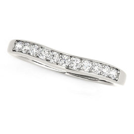 White Gold 14k Slight Curved Diamond Wedding Ring