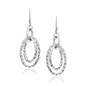 Sterling Silver Textured Dual Open Oval Style Dangling Earrings